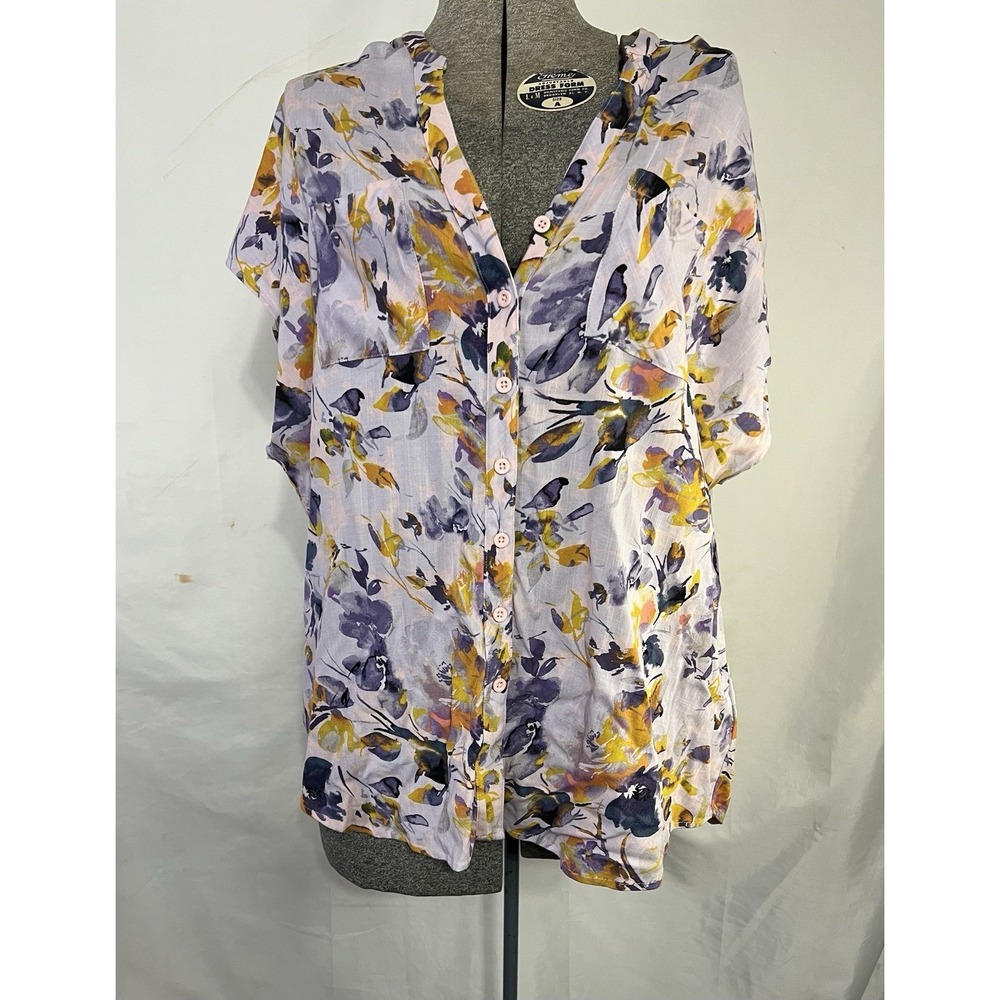 Torrid Dolman Tunic Blouse Textured Stretch Rayon Floral Purple Size‎ 0 NWOT